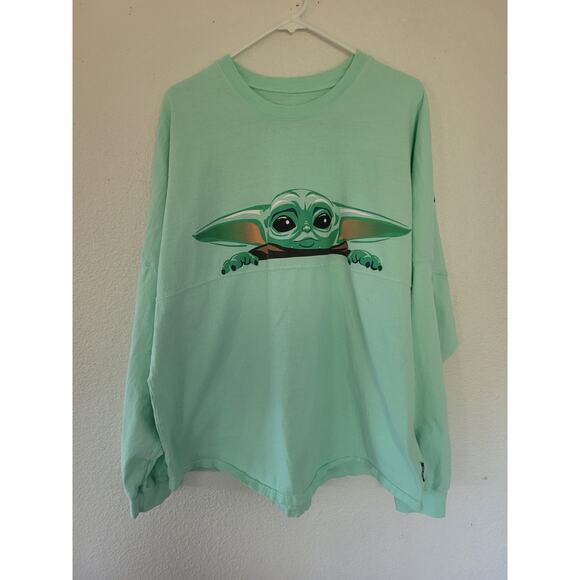 Disney Star Wars Grogu The Mandalorian Green Long Sleeve Shirt size‎ XL #14 - Picture 2 of 6